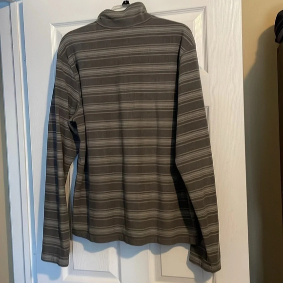 Eddie Bauer mens gray striped fleece quarter zip sweater size large - Picture 5 of 7